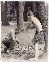 Two Arden Shore boys working in the yard
